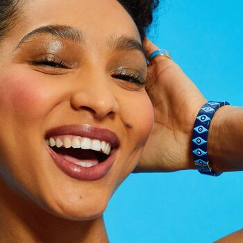 Blue Evil Eye Diamond Pattern Metal Bracelet, 2 of 2