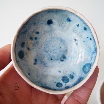 Handmade Mini Pink Blue Pottery Ring/Jewellery Dish, 5 of 7
