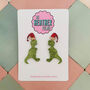 Christmas T Rex Dinosaur Santa Hat Glitter Earrings, thumbnail 1 of 4