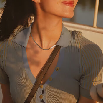 Sterling Silver Flat Triple Herringbone Chain Necklace – 16in To 18in, 4 of 8