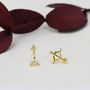 Mismatched Cz Bow And Arrow Stud Earrings In Sterling Silver, thumbnail 4 of 10