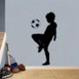 Black And White Silhouette Boy Kicking Football, thumbnail 2 of 4