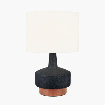 Black And Wood Effect Textured Ceramic Table Lamp, 2 of 10