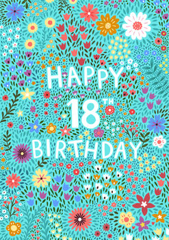 18th Birthday Card For Women, Floral 18th Card, For Her, 3 of 3