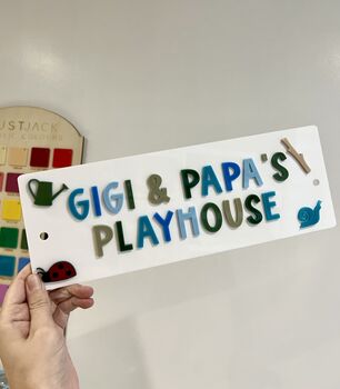 Personalised Outdoor Playhouse/ Wendyhouse/ Cubby Sign: Outdoor Play Mud Kitchen Cafe Accessory, 2 of 4