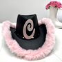 Personalised Black Cowboy Hat With Faux Fur Trim, thumbnail 6 of 8