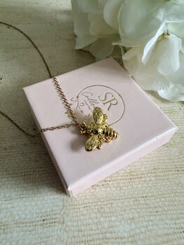 18 K Gold Plated Bee Pendant Necklace, 11 of 11
