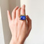 Chunky Ring In Brass With Lapis Lazuli, thumbnail 1 of 3