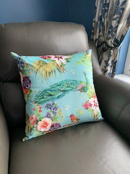 Luxury Velvet Peacock Cushion, 5 of 5