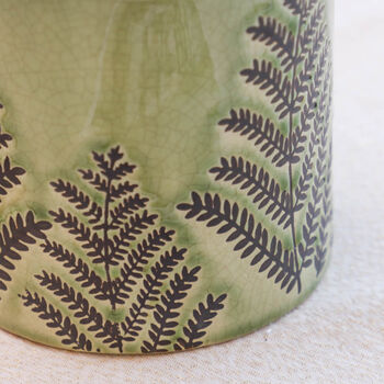Personalised Fern Green Ceramic Milk Churn Vase, 5 of 8