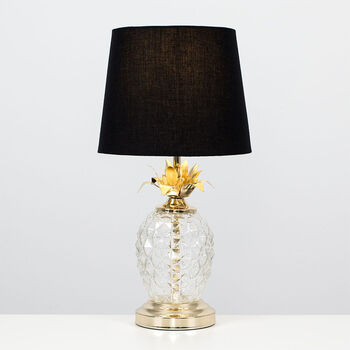 Tropical Glass Pineapple With Golden Leaves Lamp Stand, 6 of 8