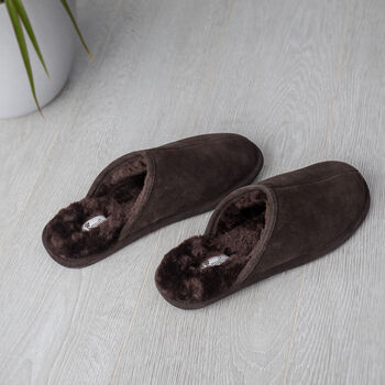 Snugtoes Mens Leather Slippers In Brown, 3 of 7