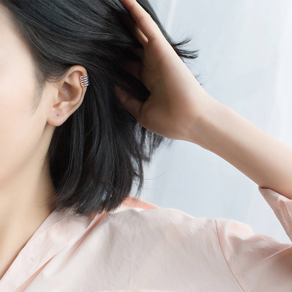 Sterling Silver Fine Line Ear Cuff By Attic