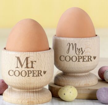Personalised Couples Wooden Egg Cups, 3 of 4