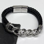 Personalised Men's Eternal Love Chain Leather Bracelet, thumbnail 1 of 3