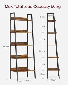 Ladder Shelf Industrial Living Room Bedroom Bookshelf, 11 of 12
