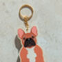 French Bulldog Wooden Keyring With Optional Christmas Card, thumbnail 4 of 9