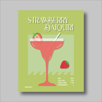 Strawberry Daiquiri Cocktail Print Four Colour Options, 2 of 8