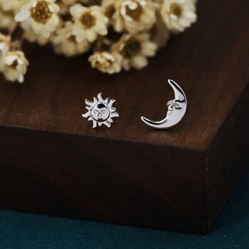 Mismatched Sun And Moon Stud Earrings, 3 of 12