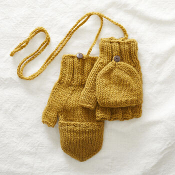 Fair Trade Knit Wool Lined Mitten Fingerless Gloves, 5 of 12