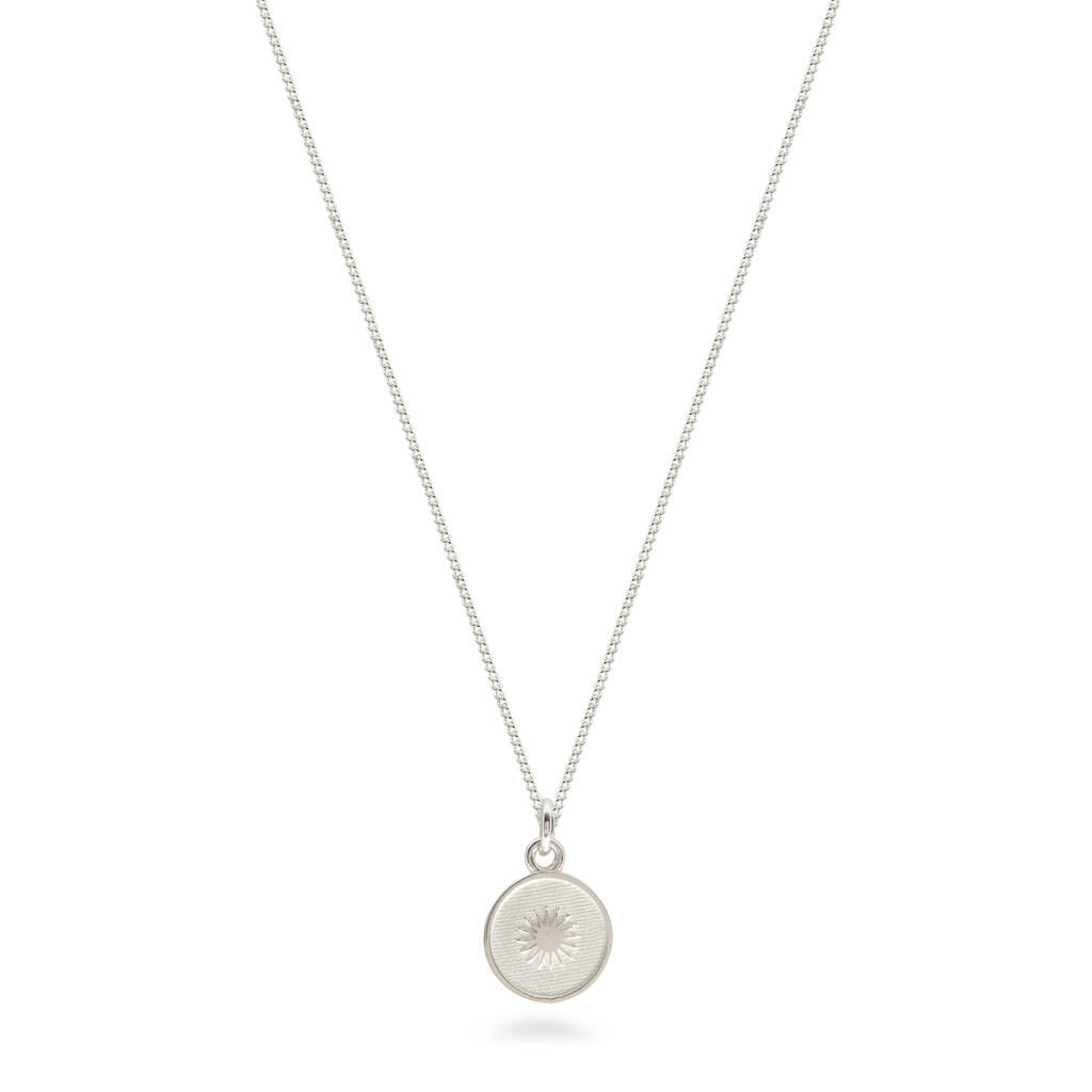 Small Sun Medallion Necklace Sterling Silver By Lime Tree Design