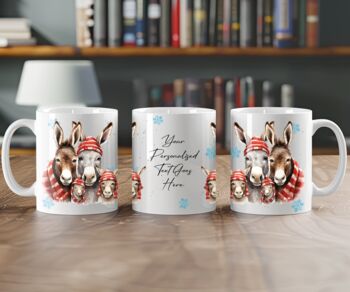 Personalised Donkey Family In Christmas Jumpers Mug, 2 of 2