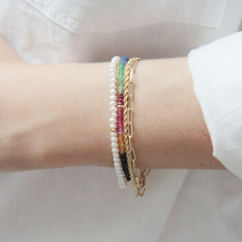 14ct Gold Rainbow Or Pearl Beaded Bracelet, 6 of 10