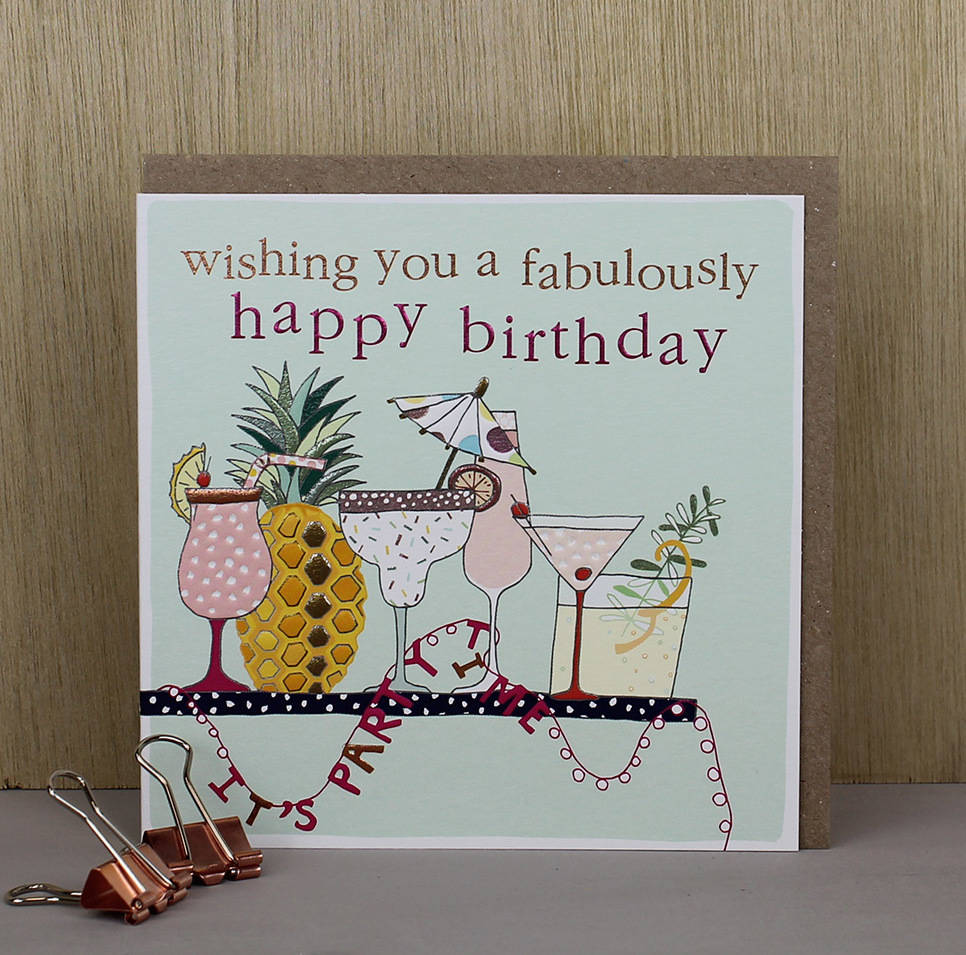 Happy Birthday Card Cocktail Theme