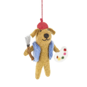 Handmade Felt Painting Pooch Artist Dog Decoration, 2 of 5