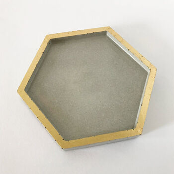 Hexagon Concrete And Gold Trinket Dish, 2 of 5