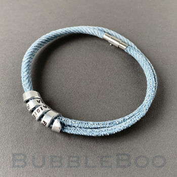 Personalised Blue Denim Cord Secret Message Bracelet, 2 of 2