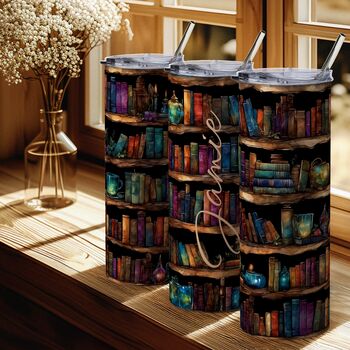 Whimsical Bookcase Insulated Travel Cup – Perfect Gift For Book Lovers, 3 of 5