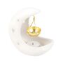 White Crescent Moon Oil Burner With Gold Dish, thumbnail 1 of 3