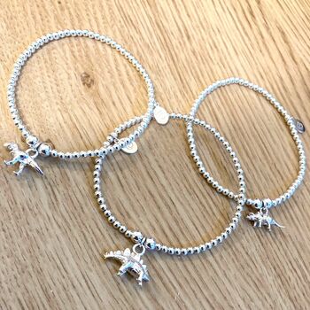 Sterling Silver Set Of Three Bracelets With Dinosaurs, 2 of 6
