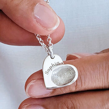 Silver Fingerprint Personalised Heart Necklace, 4 of 7