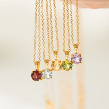 Citrine Solitaire Pendant Necklace In Sterling Silver And Gold, 4 of 11