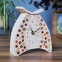 Personalised Pottery Clock With Polka Dots, Spots, Circles In Red, Orange, Yellow, thumbnail 1 of 6