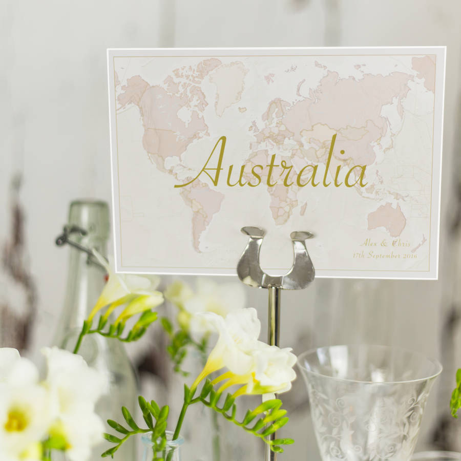Antique World Countries Wedding Table Name Cards, 1 of 3