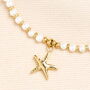Stainless Steel Starfish Charm Pearl Beaded Anklet In Gold Plating, thumbnail 2 of 3