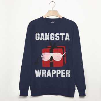 Gangsta Wrapper Men's Christmas Slogan Sweatshirt, 3 of 3