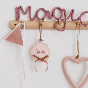 Pink Girls Name Sign Personalised New Baby Gift, 3 of 5