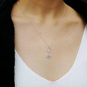 Giraffe Pendant Necklace In Sterling Silver, 6 of 8