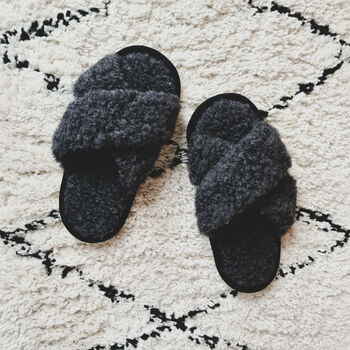 Pure Wool Black Crossover Mules, 4 of 4