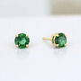 Mini 9ct Yellow Gold Emerald Stud Earrings, thumbnail 1 of 7