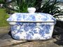 Lidded Butterdish In Blue Peony Design, thumbnail 1 of 9