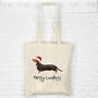 Black And Tan Sausage Dog Christmas Tote Bag, thumbnail 1 of 2