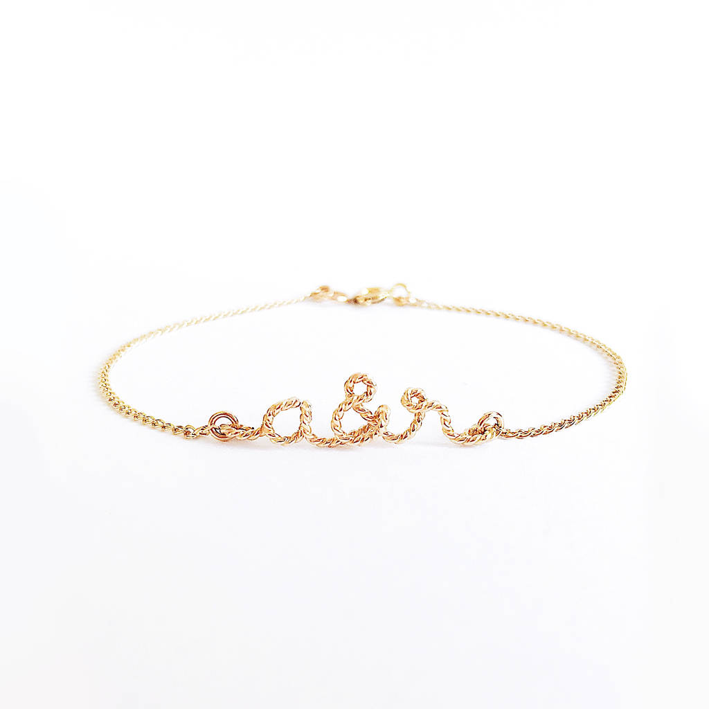 'You And Me' Initials 14k Gold Filled Bracelet By Rachel and Joseph ...