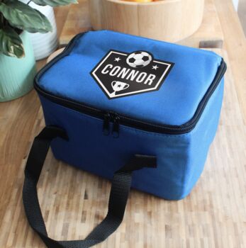 Personalised Football Blue Lunch Bag, 3 of 4