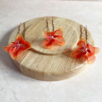 Red And Orange Flower Hair Pins, 7 of 8