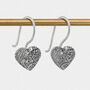 Silver Fingerprint Heart Drop Earrings, thumbnail 1 of 6